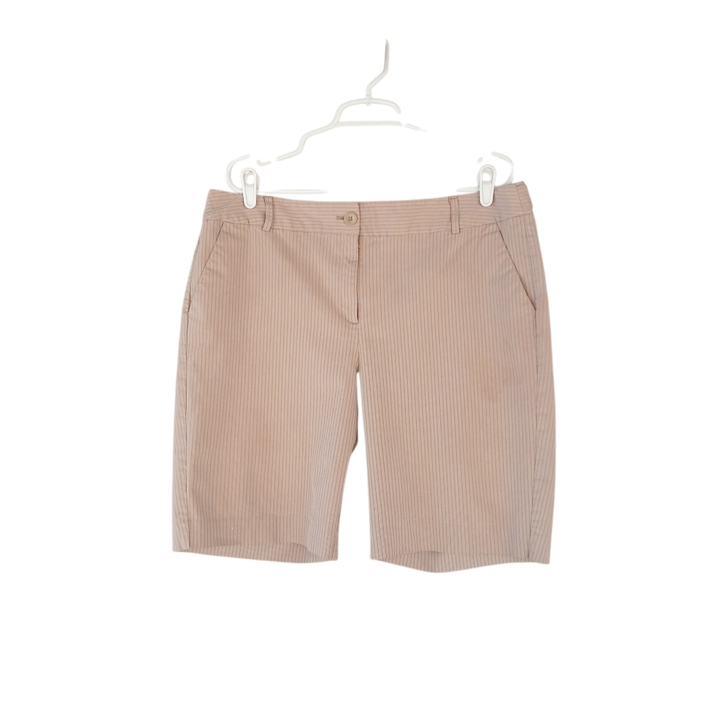 Attention Tan Pin Striped Bermuda Shorts Size 18